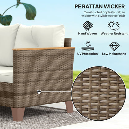 3 Pieces Rattan Garden Furniture Set, L Shaped Garden Conversation Chaise Lounge Furniture