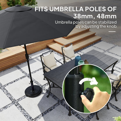 22kg Garden Parasol Base, Round HDPE Sun Umbrella Base, Heavy Duty Outdoor Umbrella Stand for 38mm or 48mm Outdoor Umbrella P