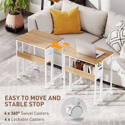 63 cm Drop Leaf Writing Work Desk - Natural Wood Finish