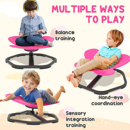 Butterfly-Shaped-kids Swivel Chair, Sensory Spinning Chair for Balance, Coordination Training, Pink