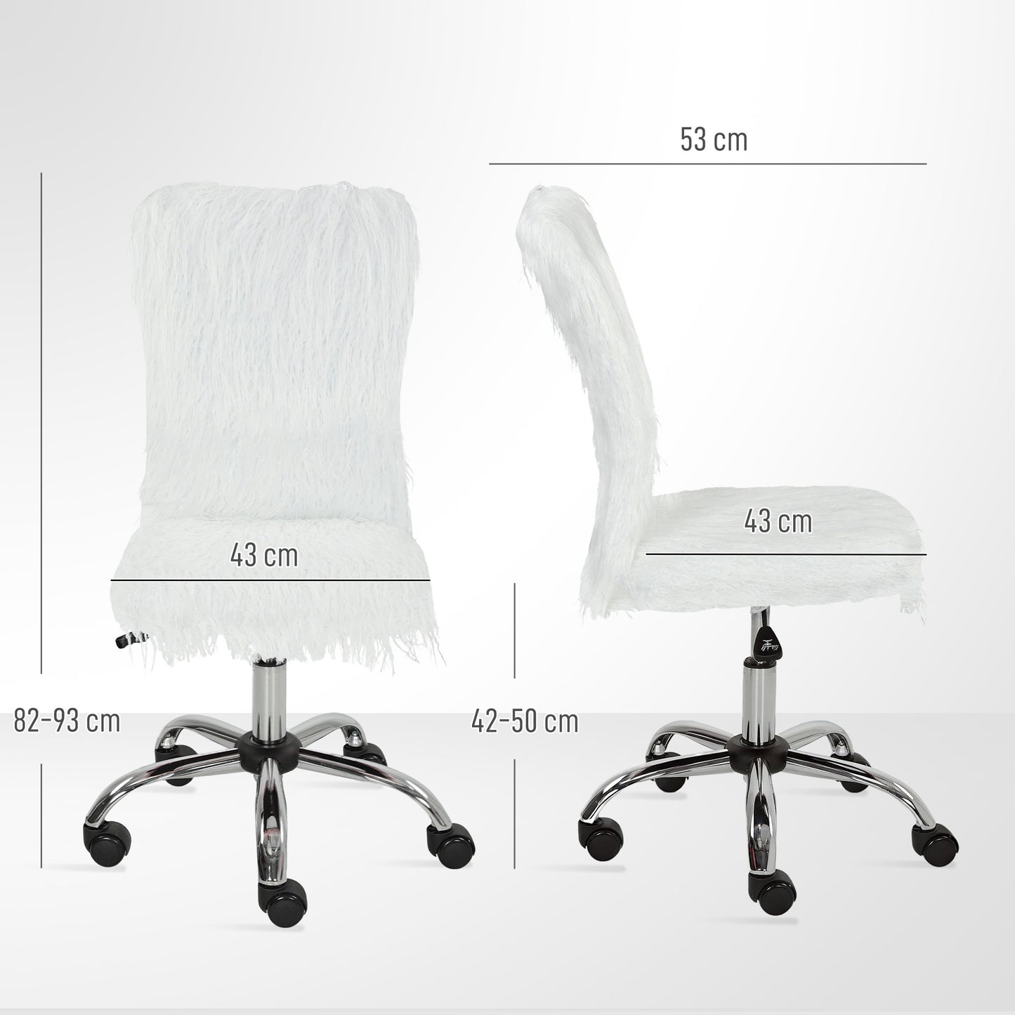 Plush Office Desk Chair, Modern Armless Swivel Vanity Chair with Adjustable Height for Home Office, Bedroom, Living Room