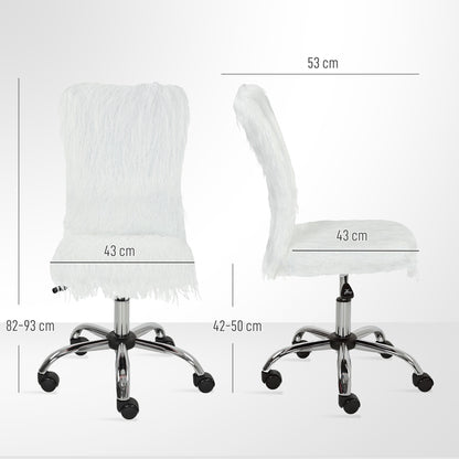 Plush Office Desk Chair, Modern Armless Swivel Vanity Chair with Adjustable Height for Home Office, Bedroom, Living Room
