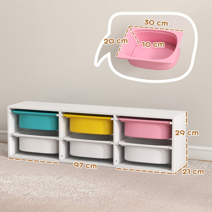 Low Height 2 Tiers Storage Organiser, Kids Toy Storage Unit with 6 Removable Bins for Bedroom, Nursery, Playroom