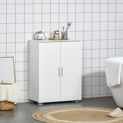 Modern Bathroom Floor Cabinet, Free Standing Linen Cabinet, Storage Cupboard with 3 Tier Shelves, White