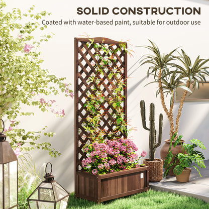 Wooden Planter with Trellis, Freestanding Raised Bed for Garden with Lattice, Outdoor Planter Box for Climbing Plants, Vines