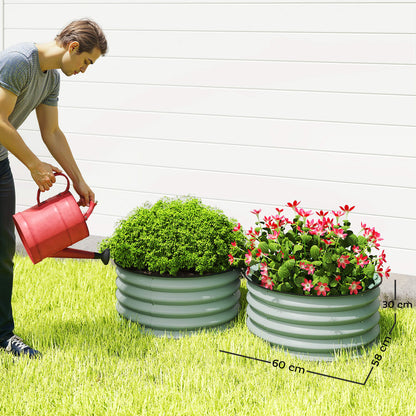 Set of 2 Raised Garden Bed, Metal Planter Box with Safety Edging, Easy-to-assemble Stock Tank, Green