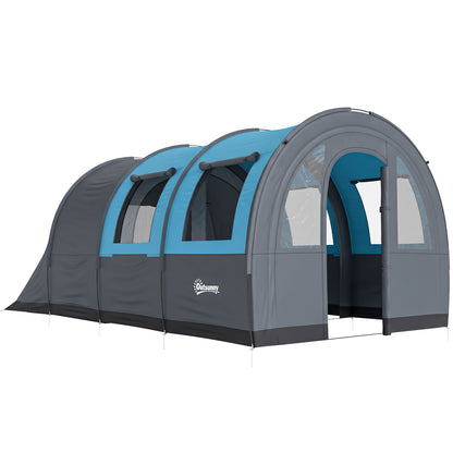 Three Man Duo Room Tunnel Tent, with Accessories - Grey/Blue