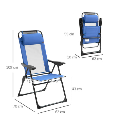 Folding Garden Chairs Set of 2, 5-Position Recliner Camping Chair with High Back, All Weather Texteline Seat