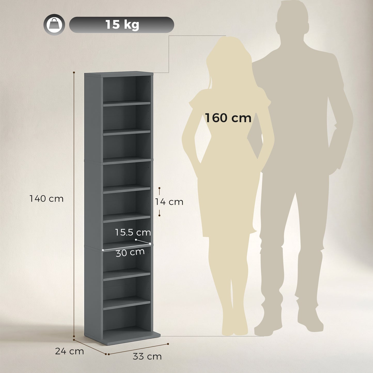 260 Narrow CD Storage Unit - Grey