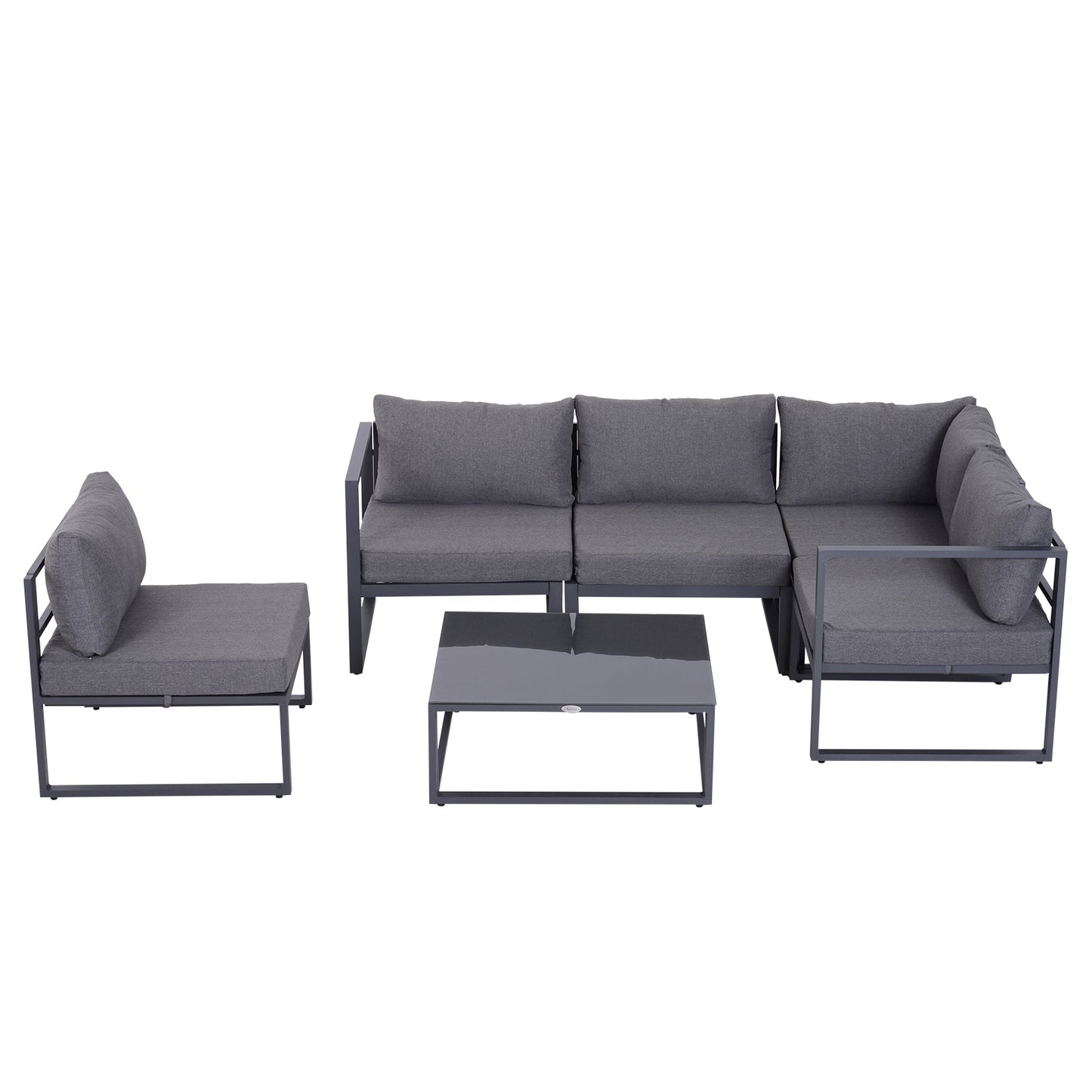 5 Seater Aluminium Garden Furniture Set, Garden Sofa Set with Thick Cushions for Patio and Balcony, Outdoor, Grey