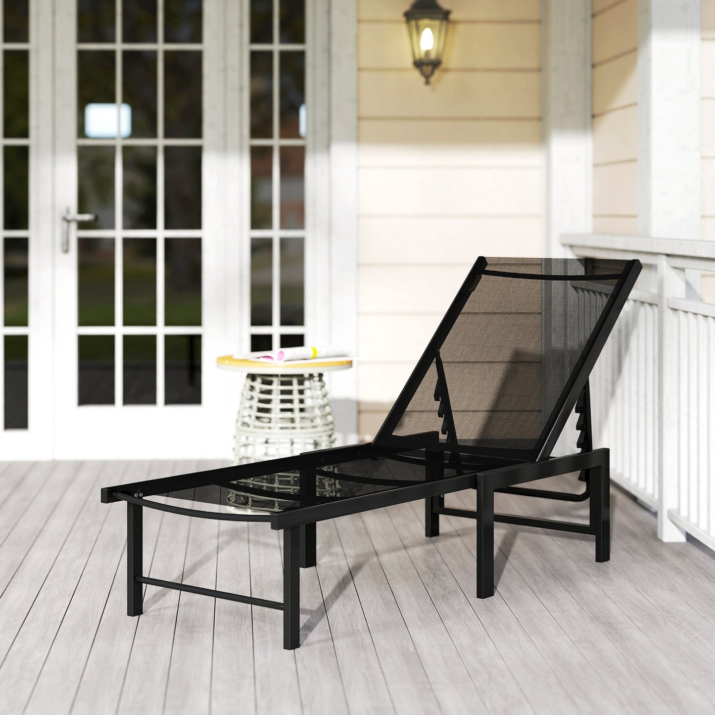 Reclining Sun Lounger - Black