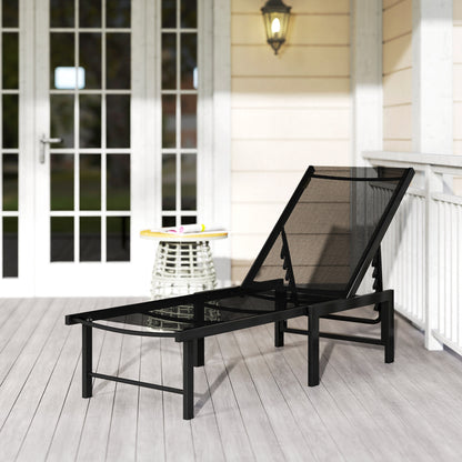 Reclining Sun Lounger - Black