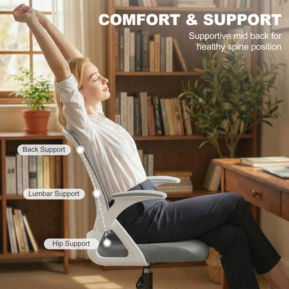 Painting Chair, Mesh Computer Desk Chair with Flip-up Armrests, Grey