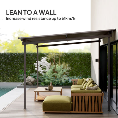 3 x 3(m) Garden Pergola with Waterproof Metal Roof, Lean to Pergola Hardtop Gazebo, Wind-resistant Outdoor Sun Shade