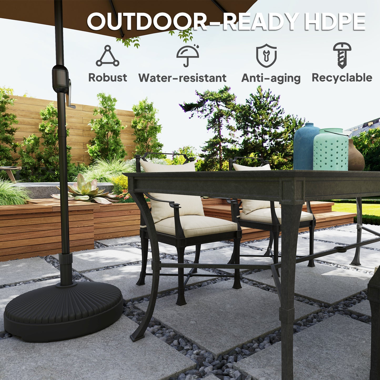 Garden Parasol Base Holder, 28kg Sand Filled, 23kg Water Filled, Sun Umbrella Base, Φ55 x 30H cm Black