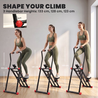 Stair Stepper for Home Gym with 3 Resistances, Foldable Vertical Stair Climber with Adjustable Handlebar, LCD Monitor