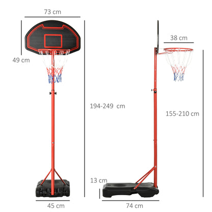 Basketball Hoop Outdoor, Portable Basketball Hoop and Stand with Weighted Base, Portable on Wheels, 1.55-2.1m, for Teens