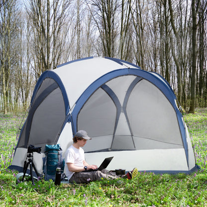 Dome Tent for 6-8 Person, Camping Tent with 4 Zipped Mesh Doors, Removable Oxford Cloth, Lamp Hook, Portable Carry Bag