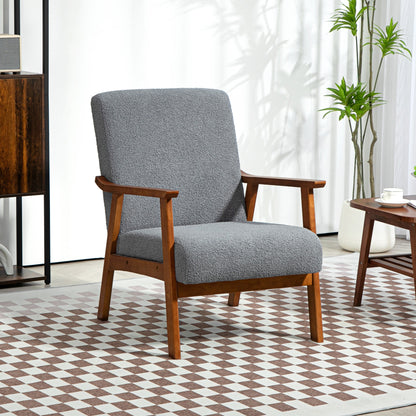 Armchair with Wide Seat, Boucle Accent Chair, Thick Padded Occasional Chair