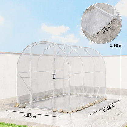 Polytunnel Greenhouse Walk-in Grow House with PE Cover, Door and Galvanised Steel Frame, 3 x 2 x 2m, Clear