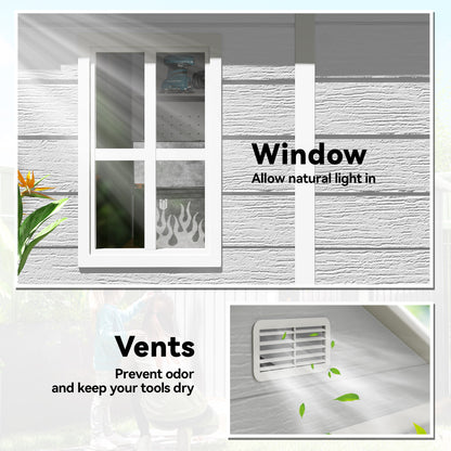 6 x 5ft Garden Shed, Plastic Shed with Floor, Window, Lockable Doors and Vents
