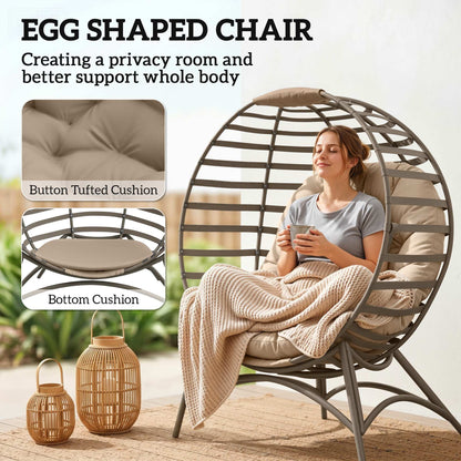 Egg Chair with Cushion & Side Pocket - Sand
