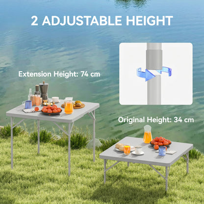 34/74cm Folding Camping Table, with Handle - Grey