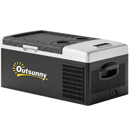16L Portable Car Fridge, -20℃ to 10℃ Adjustable Temperature - Black/Grey