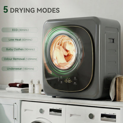 4kg Vented Tumble Dryer with 5 Drying Mode, 800W Compact Freestanding Front Tumble Dryer, Grey