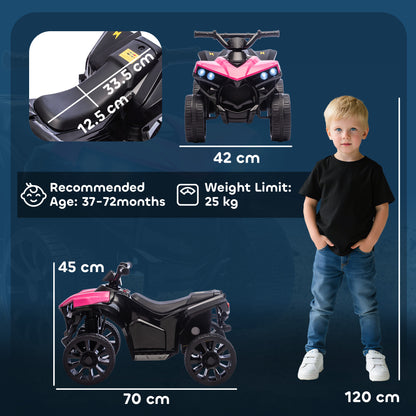 6V Kids ATV, 4 Wheeler Electric Ride on Car with Music and LED Headlights, for Ages 18-56 Months Boys and Girls, Pink