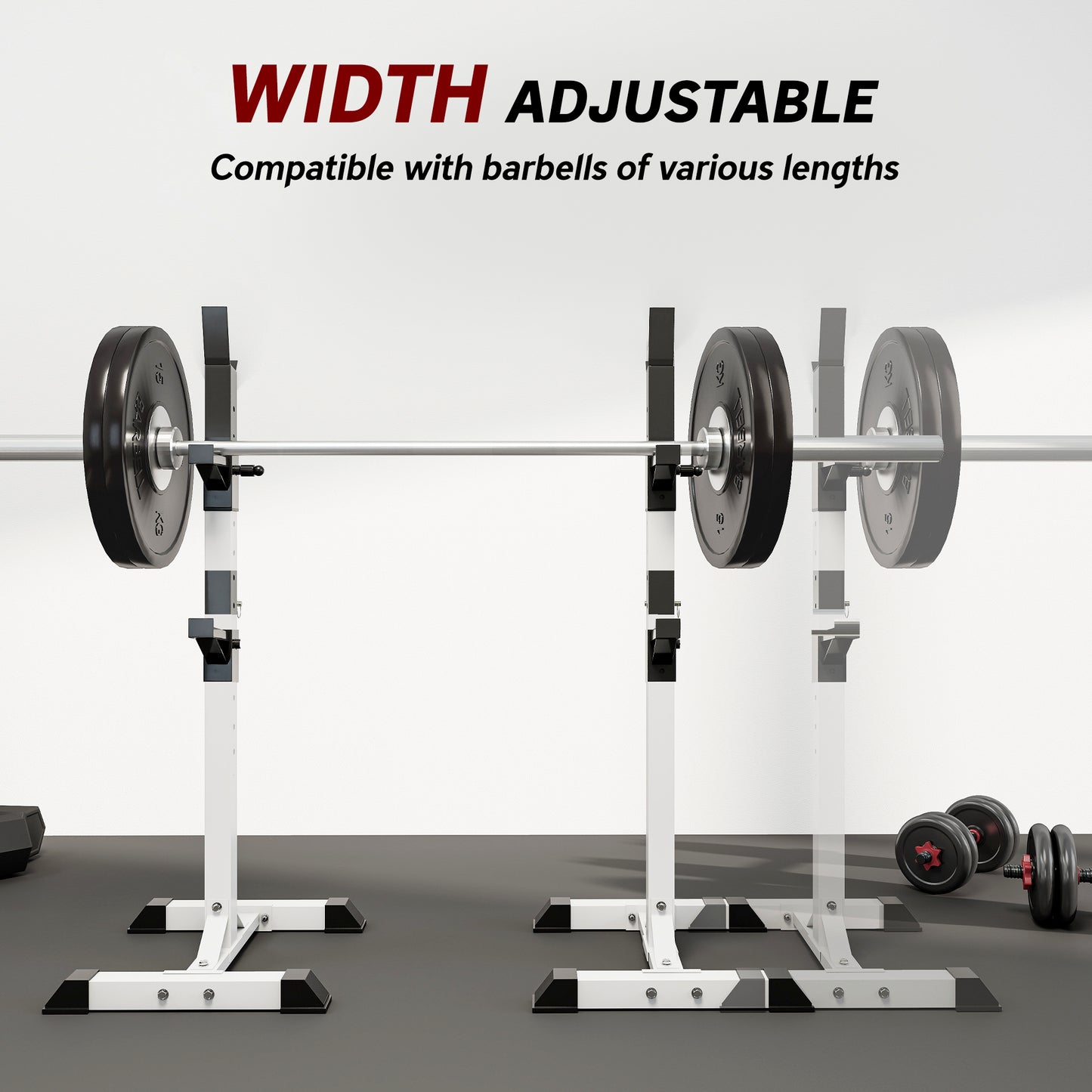 Heavy Duty Weight Bar Barbell Squat Stand Barbell Rack Spotter, for Home, Gym - Black