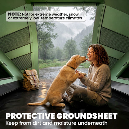 4 Man Camping Tent, UV Protection Tunnel Tent with 2 Bedrooms and Living Area, Large Hiking Sun Shelter, 430 x 240 x 170 cm