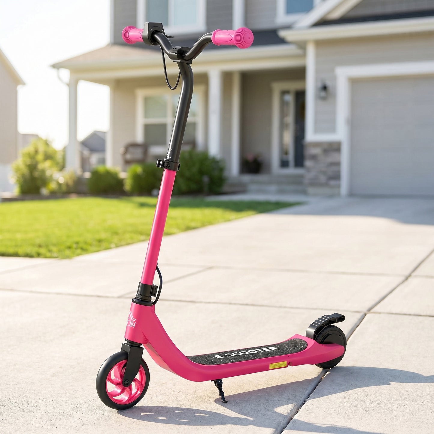 Electric Scooter for Kids 6+, Foldable E Scooter, Up to 8 KM/H, Maximum Range 6 KM, Adjustable Height, Pink