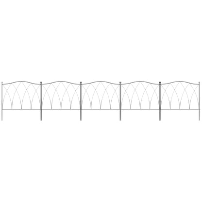 Set of Five 61.5cm Decorative Metal Fence Panels - Black