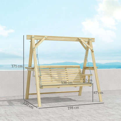 Three-Seater Wooden Swing Bench