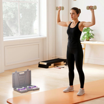 10KG Dumbbells Set with Carry Case, Hand Weights for Women and Men Home Gym Weight Lifting Training, Pink, Purple, Grey