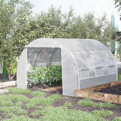 3 x 3 x 2 m Polytunnel Greenhouse with Roll-up Side Walls, Walk-in Grow House Tent with Steel Frame, Reinforced Cover