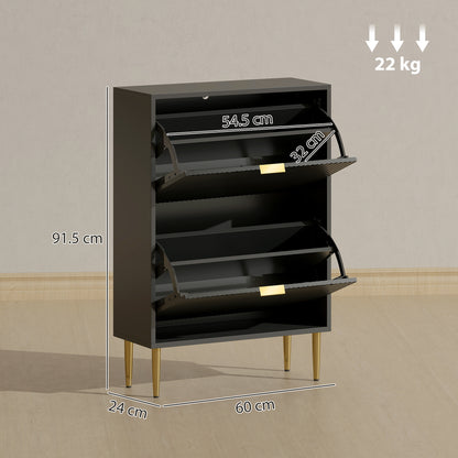 Elegant Two-Drawer Shoe Cabinet - Black