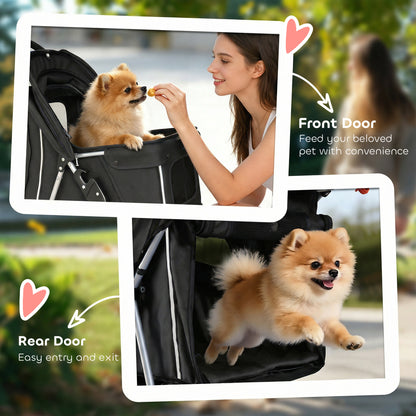 3 Wheel Pet Stroller for Small and Miniature Dogs, Black