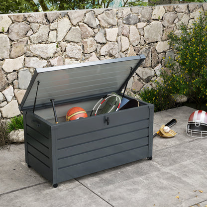 311L Galvanised Steel Garden Storage Box, with Lock - Dark Grey