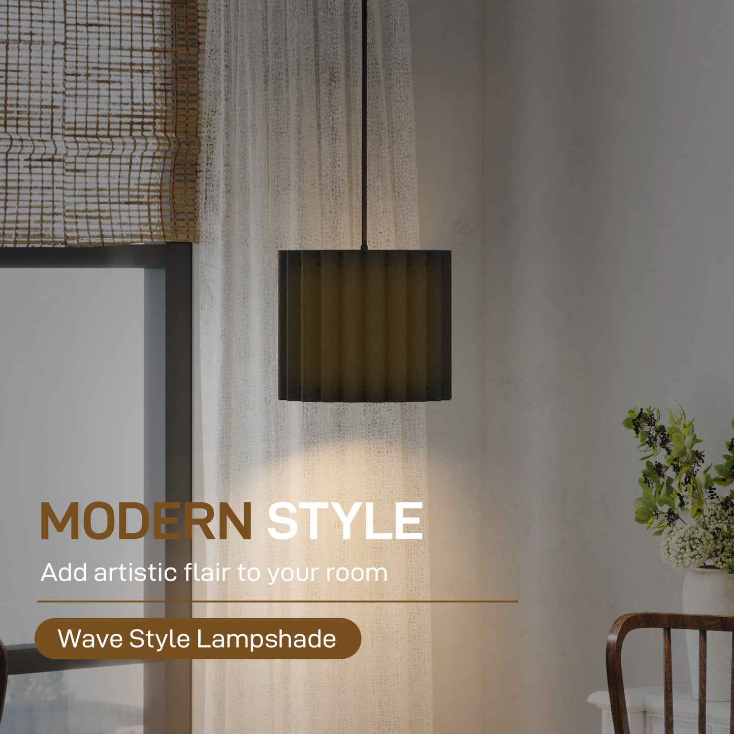 Linen Pendant Light, Bedside Ceiling Lamps with E27 Bulb, Modern Hanging Lights for Living Room, Bedroom, Kitchen, Hallway