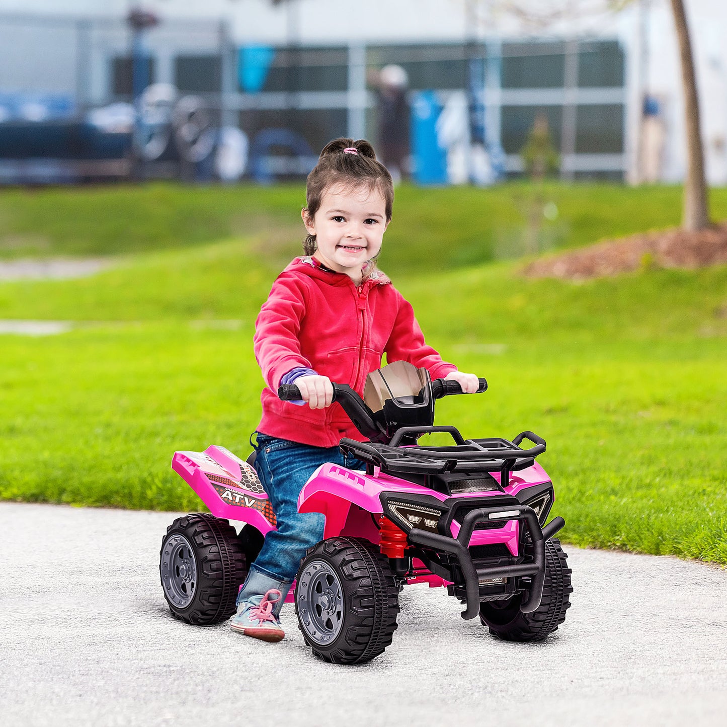 6V Kids Electric Ride on Car Toddlers Quad Bike All Terrain Vehicle Toy With Music for 18-36 months Pink
