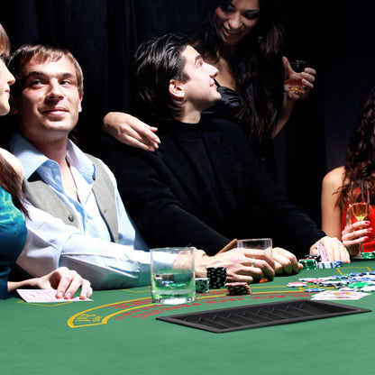 Poker Table, 7-Player Folding Blackjack Table with Chip Tray, Cup Holders, Padded Rails, 182 x 91 x 75 cm, Green