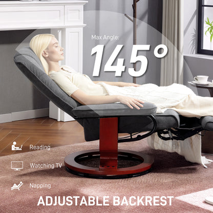 Reclining Swivel Chair, with Footrest - Grey