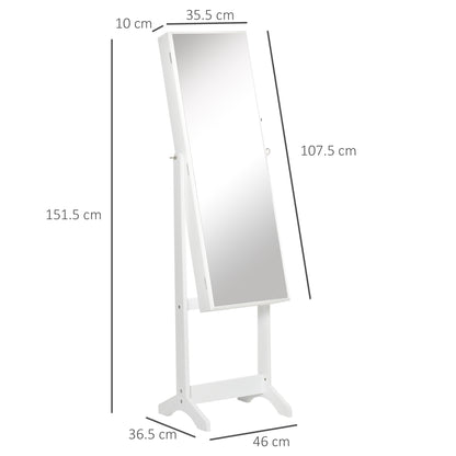 Full Length Mirror with Storage, Jewellery Cabinet with Mirror, Adjustable Angle and Stand