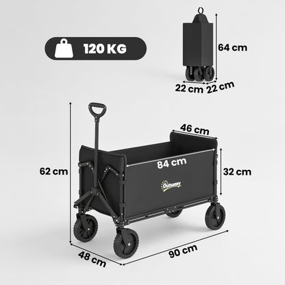 180L Festival Trolley on Wheels, Folding Compact Camping Trolley Cart with Adjustable Handle, 120 KG Capacity for Garden