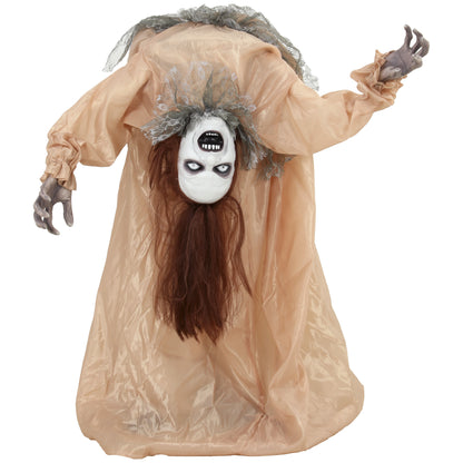 Animated Halloween Ghost, Halloween Animatronics with Creepy Screams, Glowing Eyes, Sound/Touch Activated