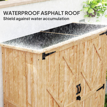 Wooden Garden Storage Shed, Tool Storage Cabinet with Asphalt Roof and 2 Shelves for Garden Tools, Equipment