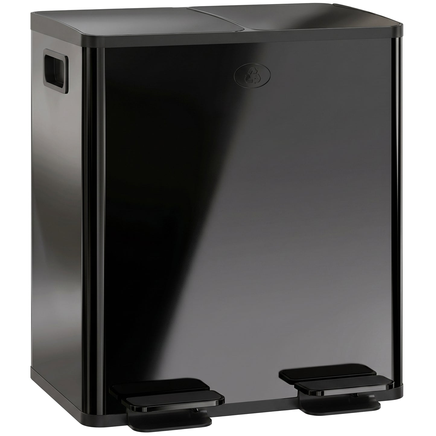 40L Dual Compartment Stainless Steel Bin, with Deodoriser Holders - Black