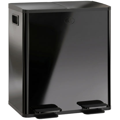40L Dual Compartment Stainless Steel Bin, with Deodoriser Holders - Black